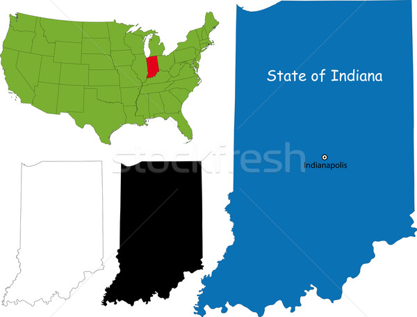 Сток-фото: Индиана · карта · иллюстрация · США · цвета · стране