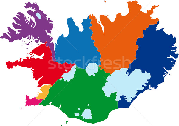 Foto stock: Islandia · mapa · administrativo · república · ciudad · país
