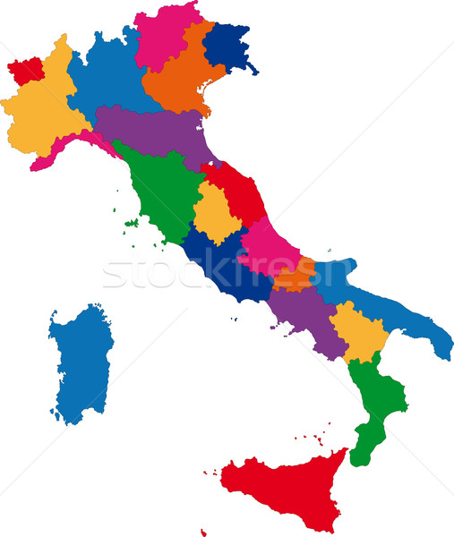 Stock foto: Italien · Karte · administrative · Stadt · Silhouette · Europa