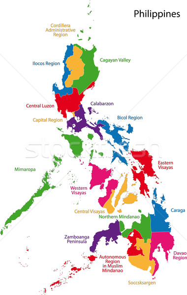 Köztársaság Fülöp-szigetek térkép színes fényes színek Stock fotó © Volina