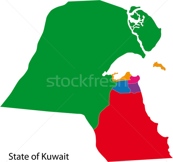 Kuweit hartă administrativ proiect culoare alb Imagine de stoc © Volina