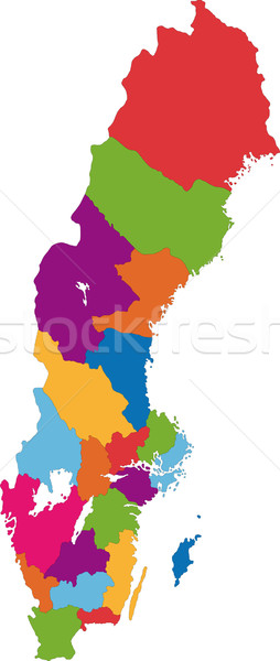 Svédország térkép adminisztratív királyság város sziluett Stock fotó © Volina