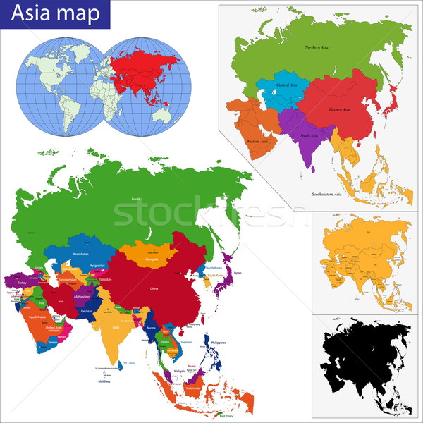 Colorful Asia map Stock photo © Volina