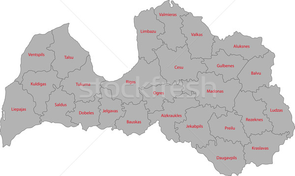 Szürke Lettország térkép adminisztratív köztársaság város Stock fotó © Volina