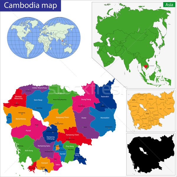Cambogia mappa regno colorato luminoso colori Foto d'archivio © Volina