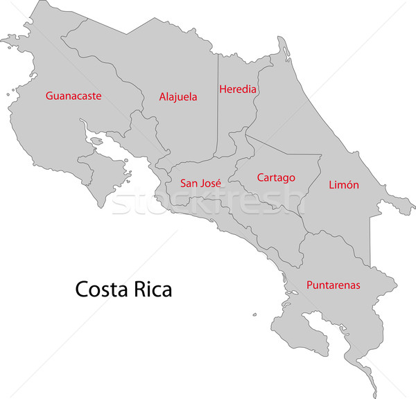 Foto stock: Cinza · Costa · Rica · mapa · cidade · projeto · traçar