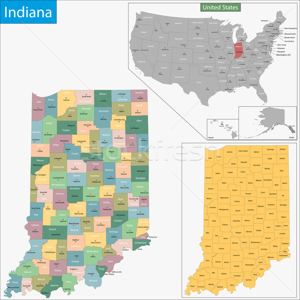 Foto stock: Indiana · mapa · ilustración · EUA · Washington · Estados · Unidos