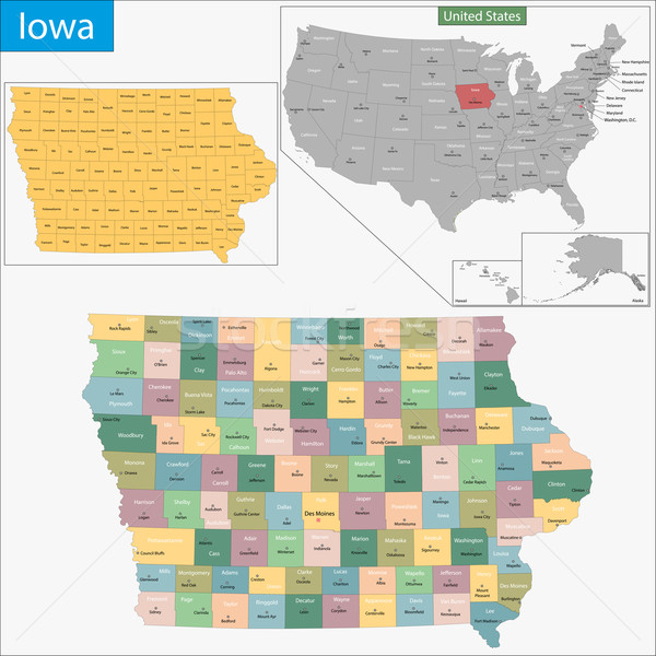Iowa mappa illustrazione USA Washington Stati Uniti Foto d'archivio © Volina