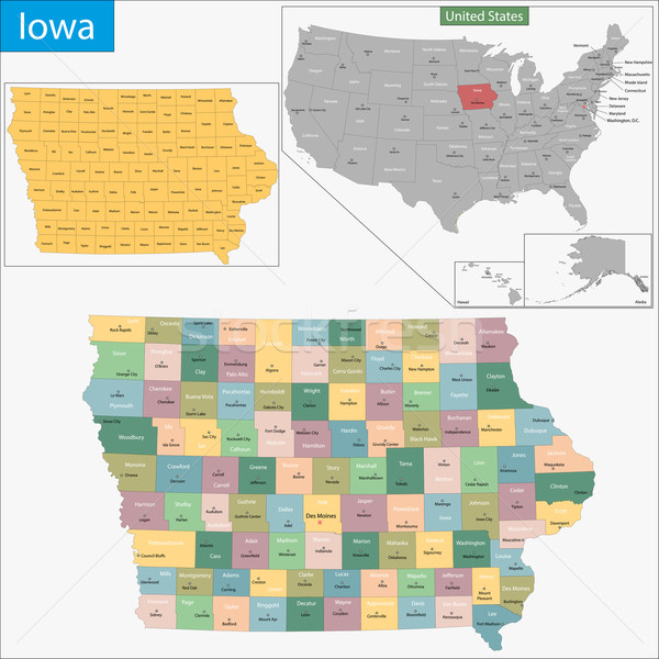 Iowa mapa ilustración EUA Washington Estados Unidos Foto stock © Volina