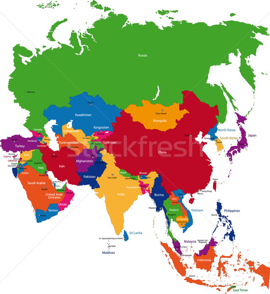 Colorful Asia map Stock photo © Volina