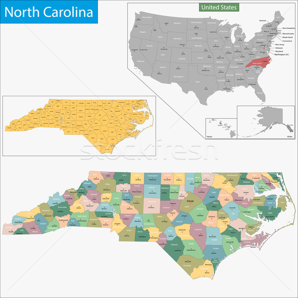 Carolina do Norte mapa ilustração EUA Washington Estados Unidos Foto stock © Volina
