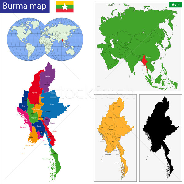 Birmânia mapa união Mianmar brilhante Foto stock © Volina