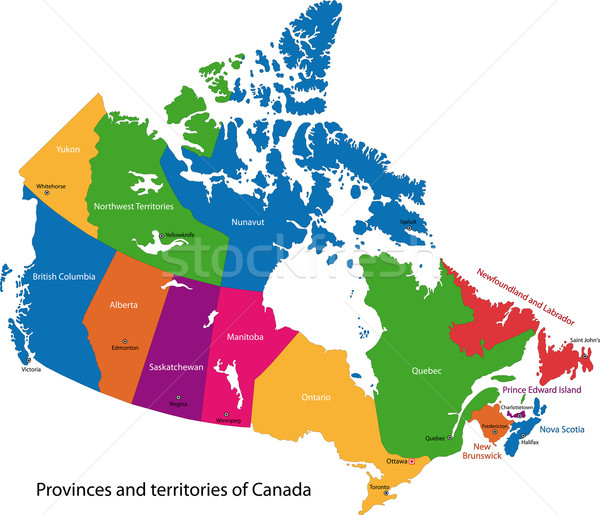 カラフル カナダ 地図 首都 抽象的な 世界 ストックフォト © Volina