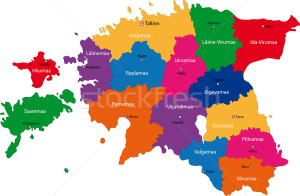 Észtország térkép adminisztratív köztársaság absztrakt szín Stock fotó © Volina