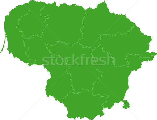 綠色 立陶宛 地圖 行政 共和國 城市 商業照片 © Volina