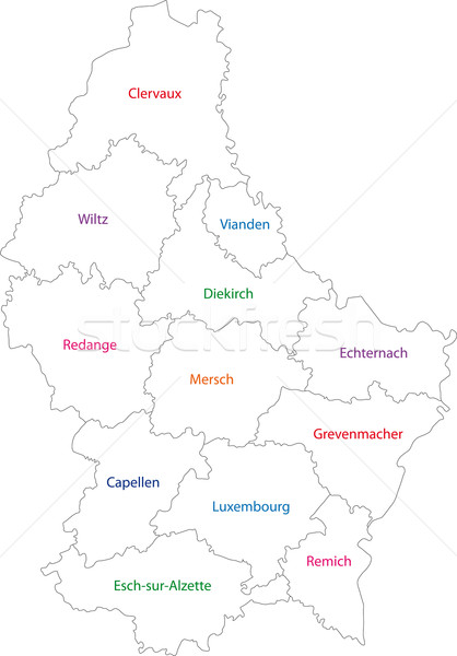 Gliederung Luxemburg Karte administrative Stadt Silhouette Stock foto © Volina
