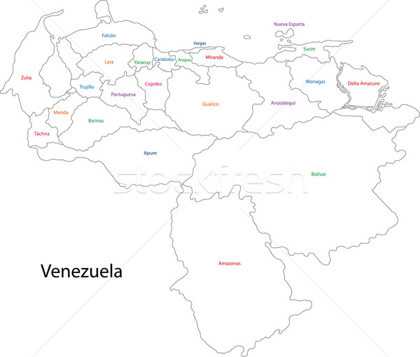 Körvonal Venezuela térkép adminisztratív város terv Stock fotó © Volina