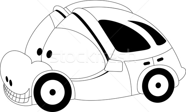 Desenho animado carro preto e branco ilustração cara feliz Foto stock © Volina