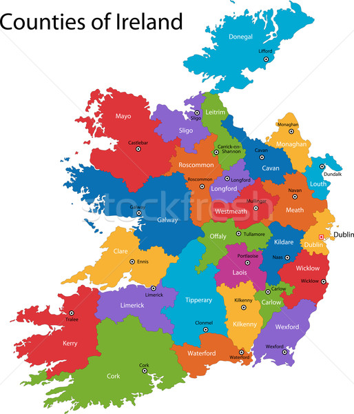 Írország térkép adminisztratív város sziget vidék Stock fotó © Volina
