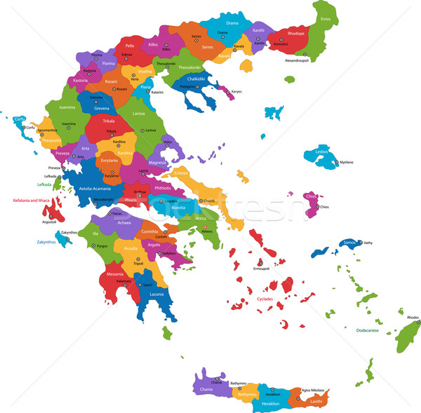 Görögország térkép adminisztratív fővárosok háttér sziluett Stock fotó © Volina