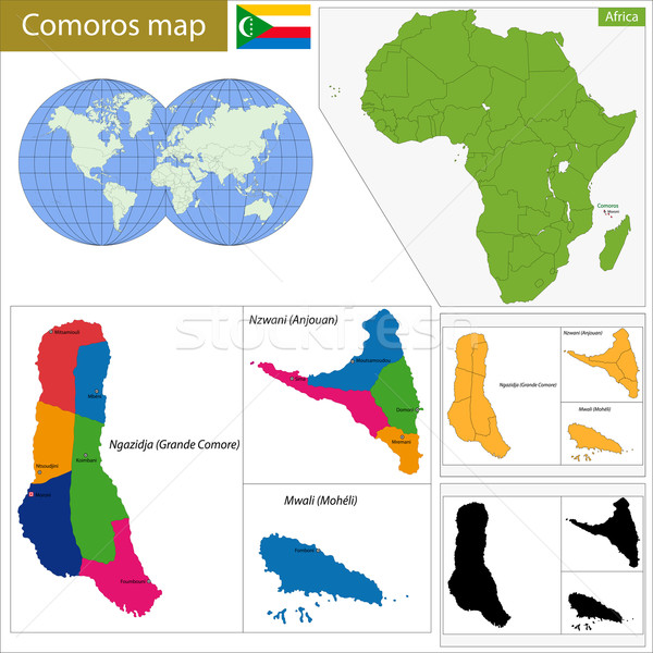 Comore mappa amministrativa unione paese african Foto d'archivio © Volina