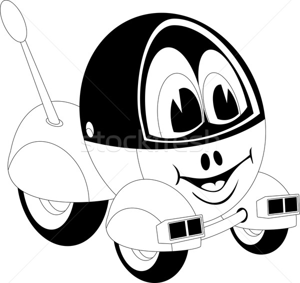 Cartoon samochodu czarno białe ilustracja twarz szczęśliwy Zdjęcia stock © Volina