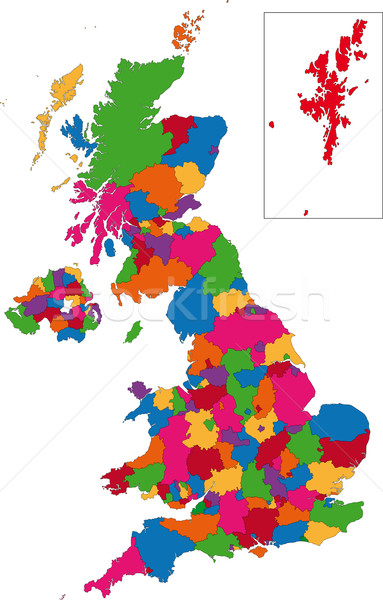 Egyesült Királyság térkép adminisztratív város Európa vidék Stock fotó © Volina