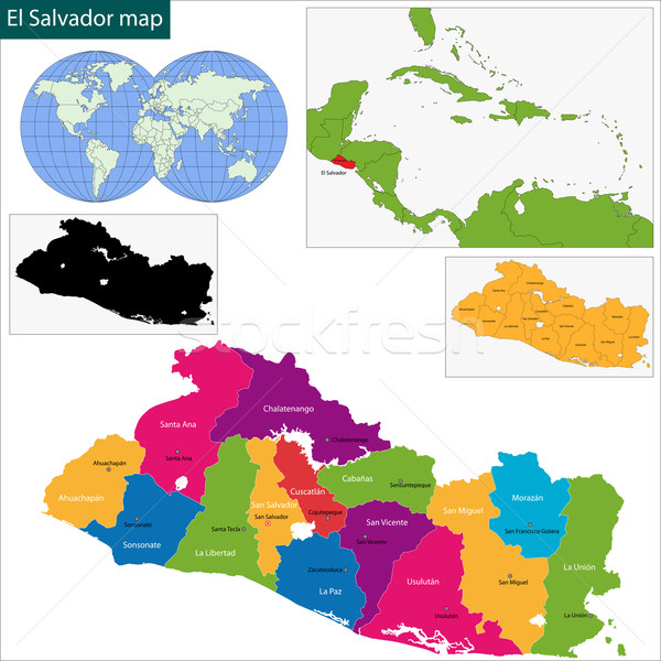 El Salvador hartă republica oraş proiect culoare Imagine de stoc © Volina