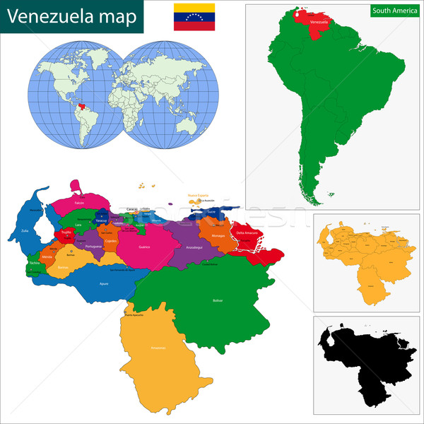 Venezuela térkép köztársaság színes fényes színek Stock fotó © Volina