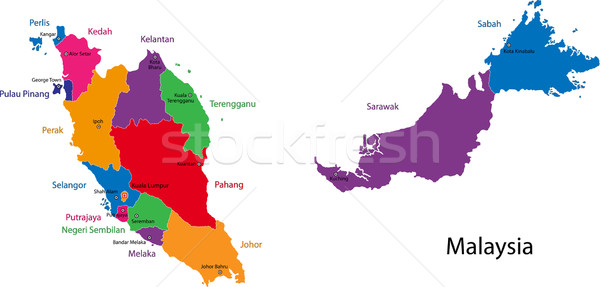 Mapa Malásia brilhante cores cidade Foto stock © Volina