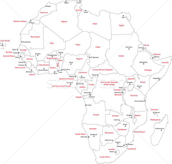 Afrika térkép országok fővárosok számítógép Föld Stock fotó © Volina