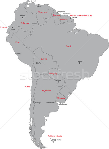 灰色 南美洲 地圖 國家 首都 計算機 商業照片 © Volina