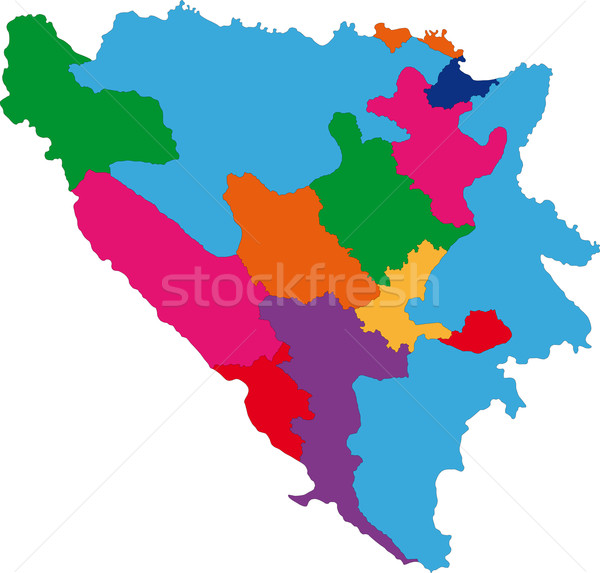 Bosnien-Herzegowina Karte administrative Stadt Land Illustration Stock foto © Volina