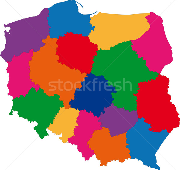 Lengyelország térkép adminisztratív köztársaság város vidék Stock fotó © Volina