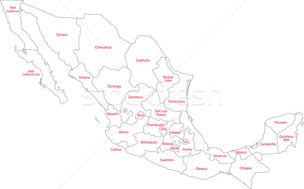 Skicc Mexikó térkép keretek fővárosok szín Stock fotó © Volina