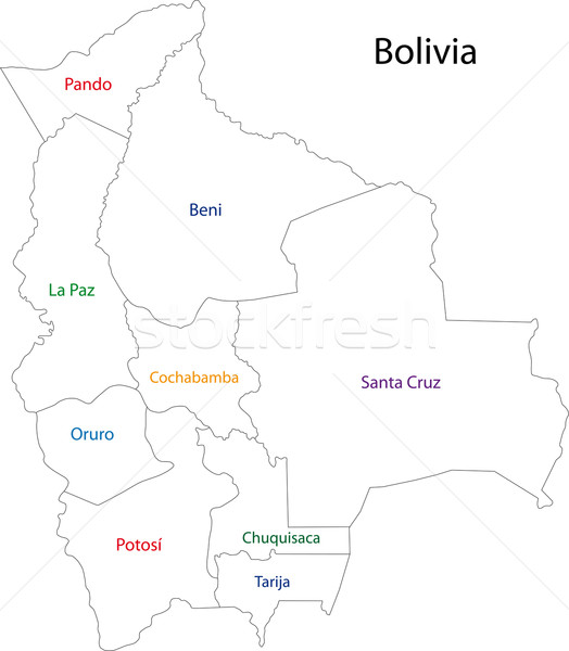 Kontur Boliwia Pokaż regiony projektu tle Zdjęcia stock © Volina