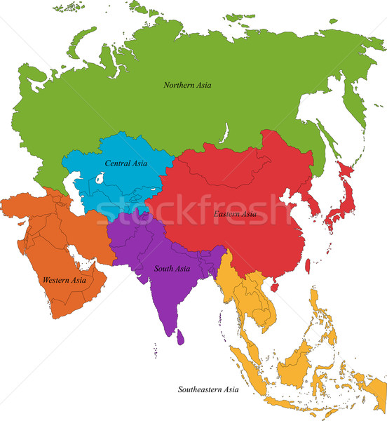 Сток-фото: Азии · карта · красочный · шесть · компьютер