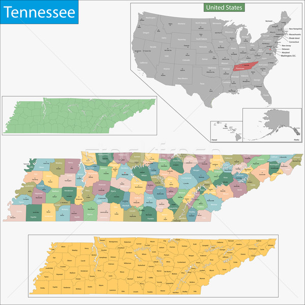 Tennessee Karte Illustration USA Washington Vereinigte Staaten Stock foto © Volina