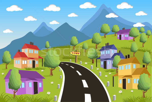 Rural landscape with small town Stock photo © Volina