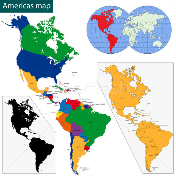 Térkép színes országok fővárosok Amerika Kanada Stock fotó © Volina