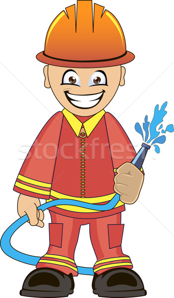 Firefighter in uniform with fire hose Stock photo © Volina