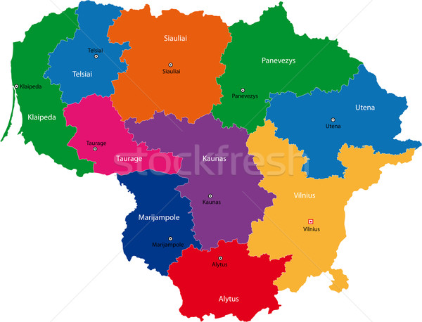 リトアニア 地図 行政の 共和国 市 シルエット ストックフォト © Volina