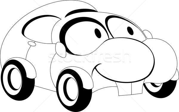 Karikatür araba siyah beyaz örnek yüz mutlu Stok fotoğraf © Volina