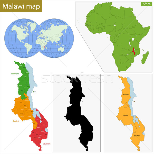 Malawi mappa amministrativa repubblica paese african Foto d'archivio © Volina