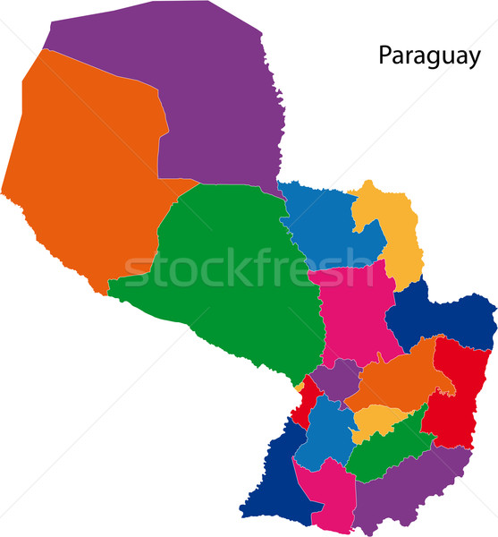 Színes Paraguay térkép adminisztratív terv szín Stock fotó © Volina