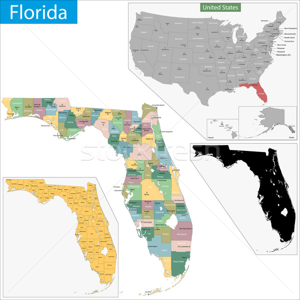 Florida mapa ilustración EUA Miami Washington Foto stock © Volina