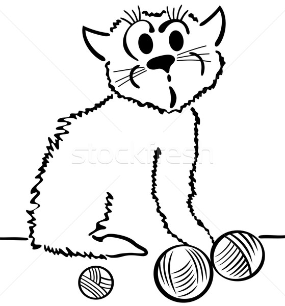 Gato doméstico ilustração desenho animado gato bola de volta Foto stock © Volina