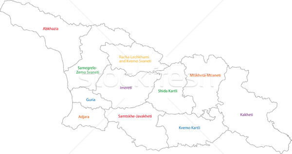 Körvonal Grúzia térkép adminisztratív város ázsiai Stock fotó © Volina