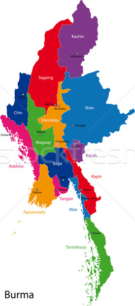 Burma térkép szövetség Myanmar színes fényes Stock fotó © Volina