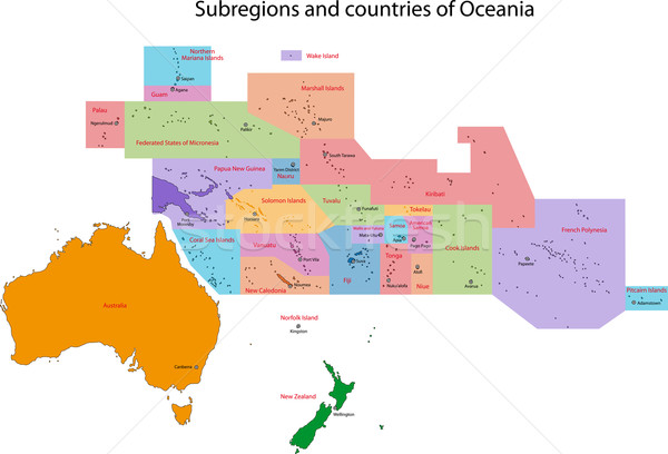 Oceanië kaart kleurrijk landen computer Stockfoto © Volina